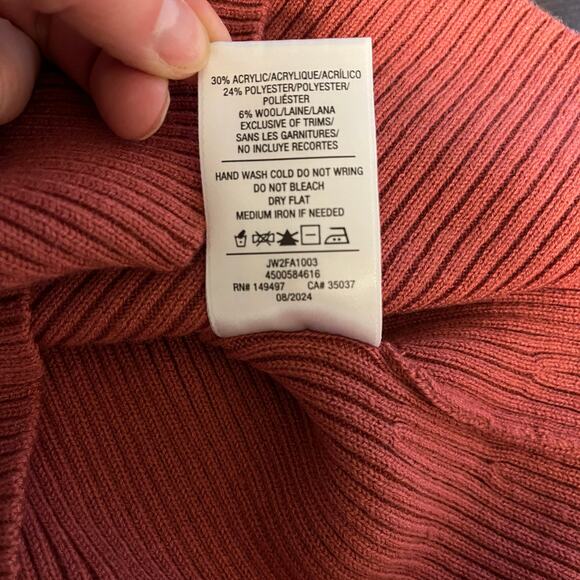 Joe's Wool Blend Ribbed Knit Puff Sleeve Sweater Slate Rose Size Small - Picture 7 of 7